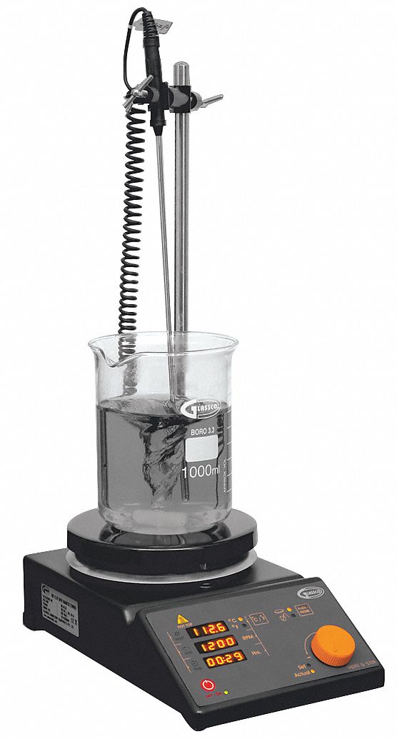 UNITED Round, Hot Plate Stirrer, Plate Dia. 6 in, Temp. Range (C) 0° to