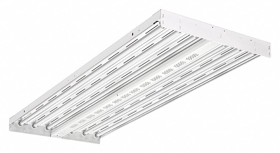 LOW BAY FLUORESCENT FIXTURE, 120-277 V, 6 LAMP, T5HO, 2 ELECTRONIC BALLASTS, WIDE LIGHT DISTRIBUTION