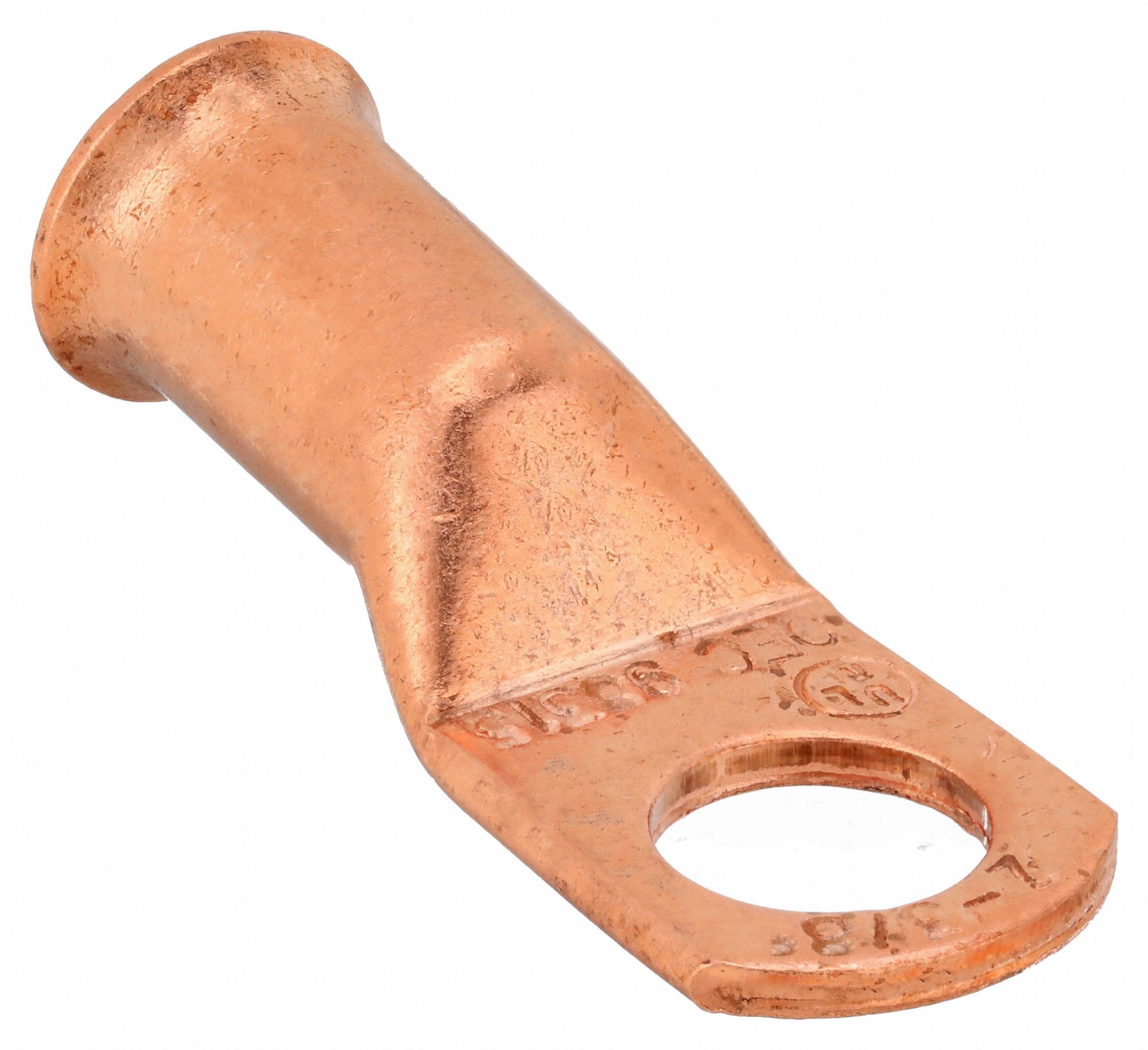 LUG, CRIMPABLE SIDE TERMINAL, CRIMP/SOLDER, COPPER, 2 GA, 3/8 IN STUD SIZE, STRAIGHT, 25 PK