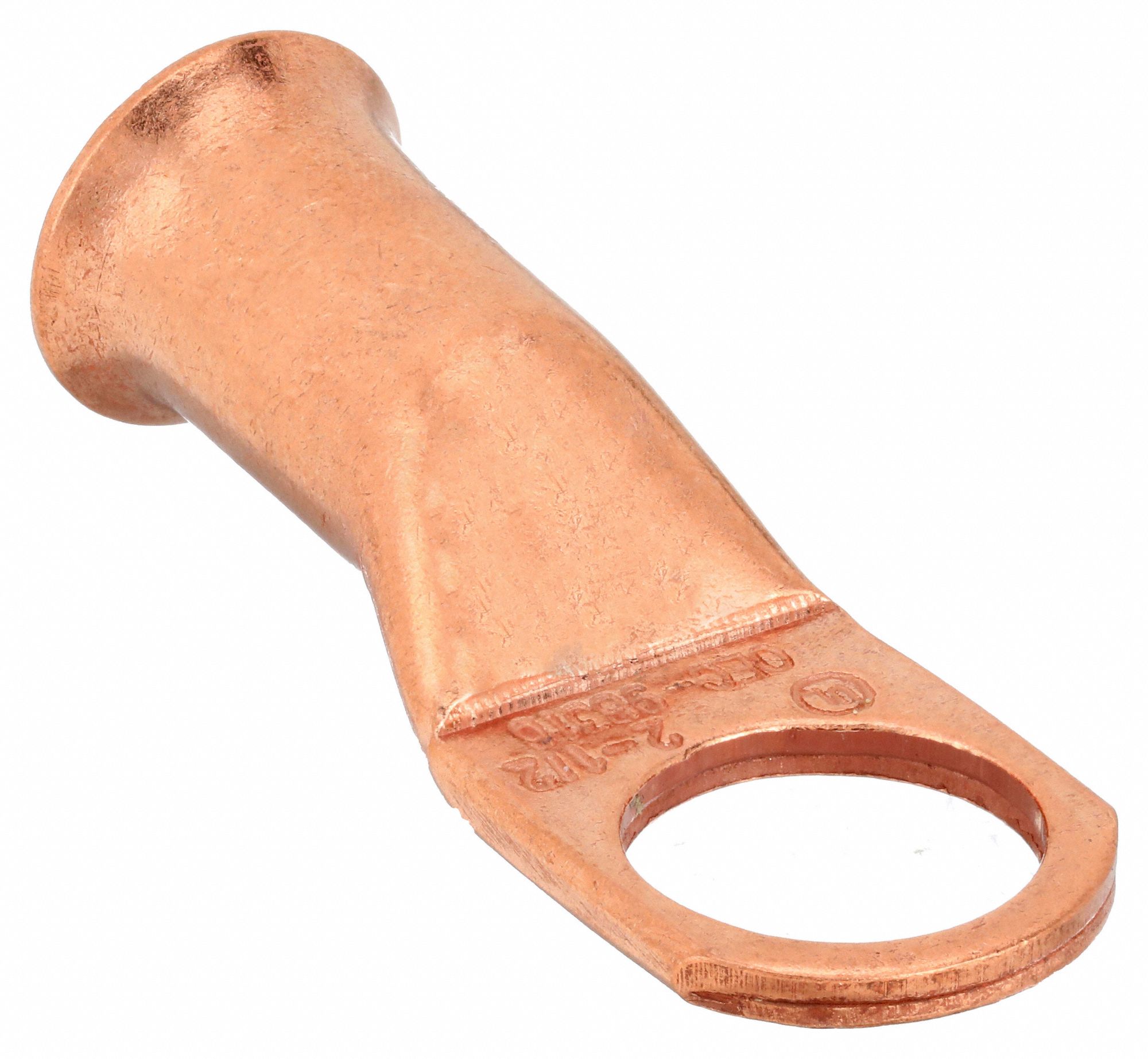 LUG, CRIMPABLE SIDE TERMINAL, CRIMP/SOLDER, COPPER, 2 GA, 1/2 IN STUD SIZE, STRAIGHT, 25 PK