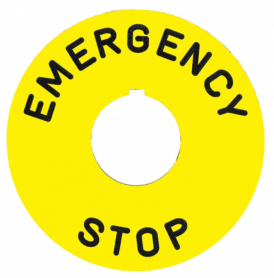 Twist ABS Safety Yellow Emergency Stop label/legend plate 