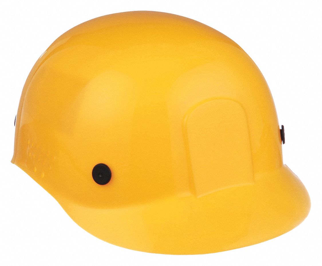 BUMP CAP, VENTED, POLYETHYLENE, PINLOCK, FRONT BRIM, YELLOW, SIZE 6½ TO 7½