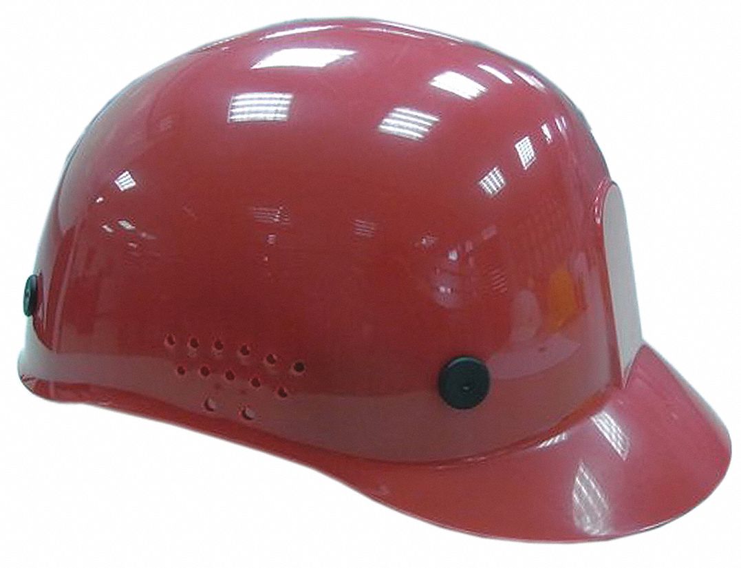 BUMP CAP, VENTED, POLYETHYLENE, PINLOCK SUSPENSION, FRONT BRIM, RED, SIZE 6½ TO 7½