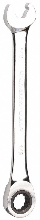 Combination Wrench: Alloy Steel, Chrome, 1/2 in Head Size, 6 1/2 in Overall Lg