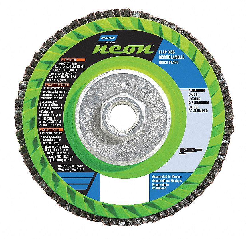 Flap Disc: Type 27, 5" x 5/8"-11, Zirconia Alumina, P60 Grit, Plastic Bk, Std Density