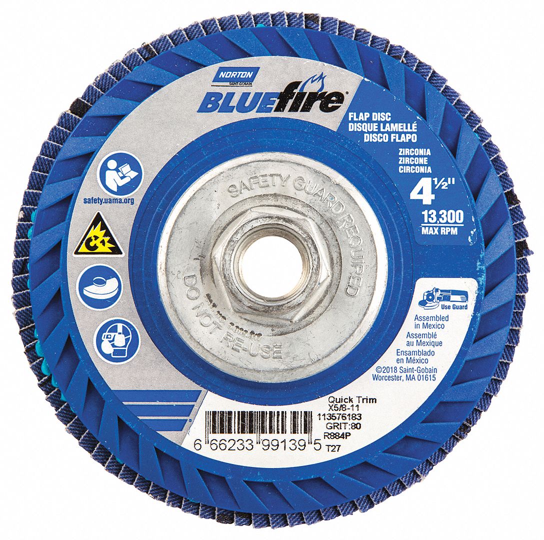 NORTON, Type 27, 4 1/2 in x 5/8"11, Flap Disc 23Z45866623399139