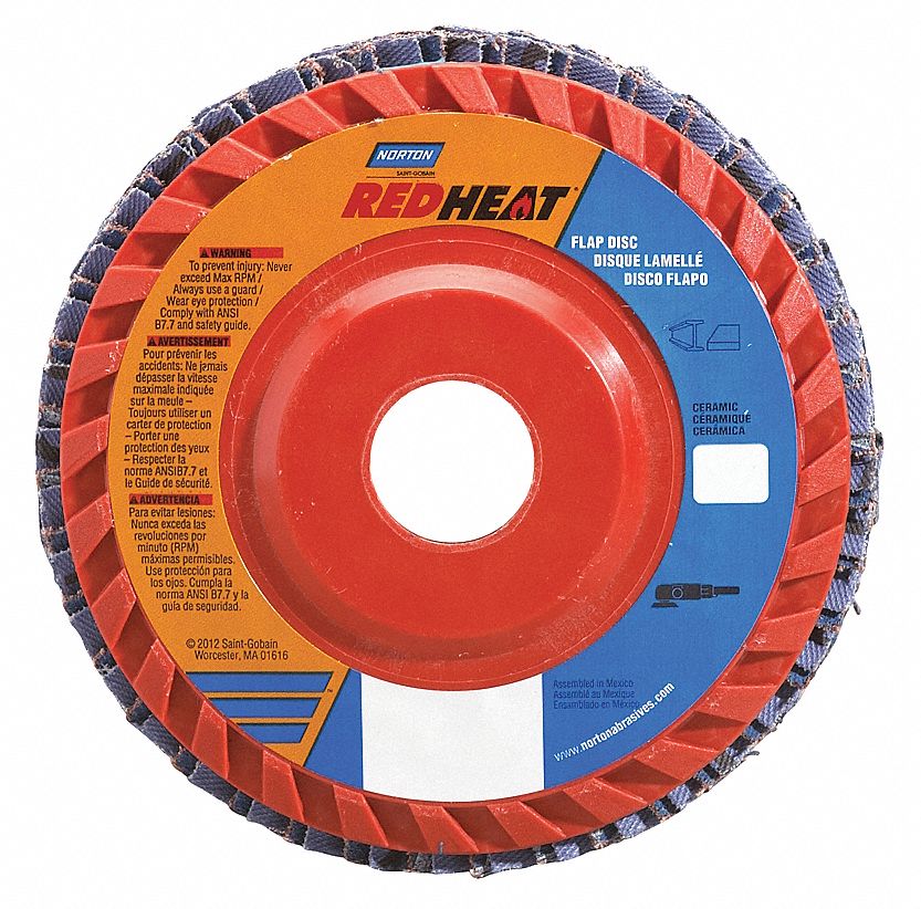 NORTON Flap Disc 7/8 in Mounting Hole Size, 36 Abrasive Grit, Extra Coarse, Ceramic 23Z473