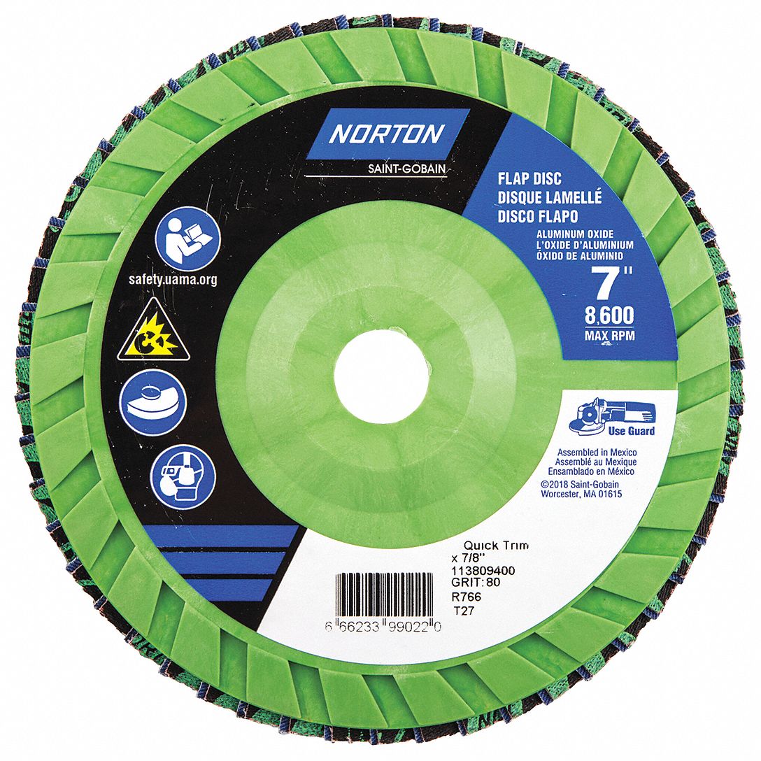 NORTON 66623399022 Flap Disc,7 In x 80 Grit,7/8 666233990220 eBay