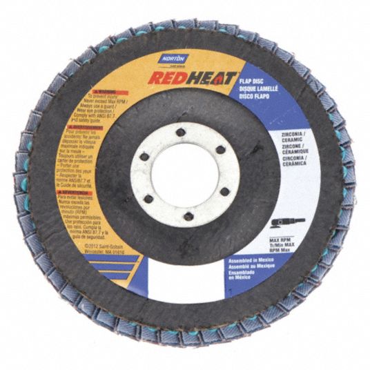 Type 29, Flap Disc, Ceramic, 4 1/2 in Disc Diameter, 120 Abrasive Grit