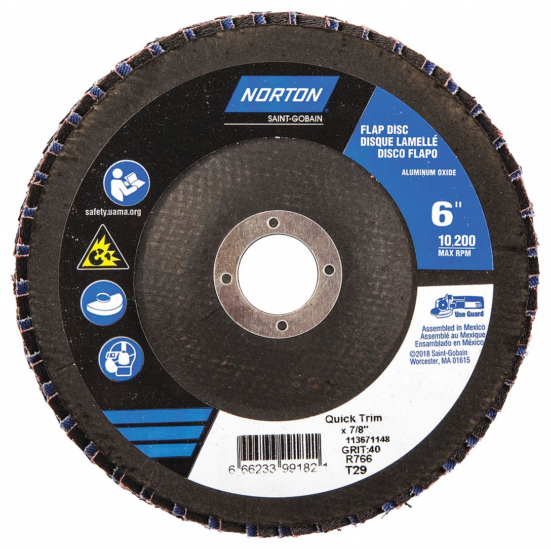 Flap Disc,6 In x 40 Grit,7/8 Grainger