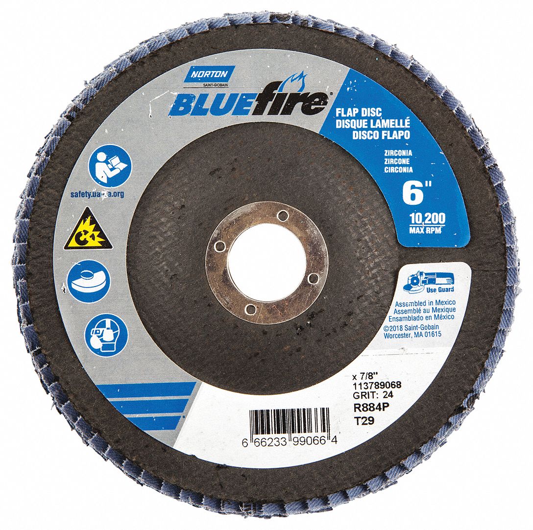 NORTON, Type 29, 6 in x 7/8 in, Flap Disc 23Z61466623399066 Grainger