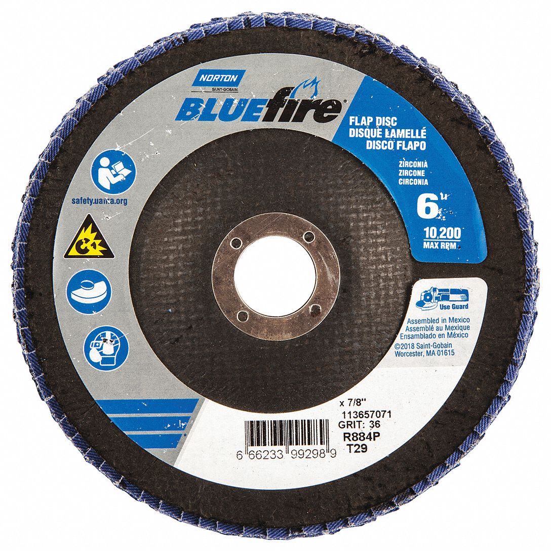 NORTON 66623399298 Flap Disc,6 In x 36 Grit,7/8 eBay