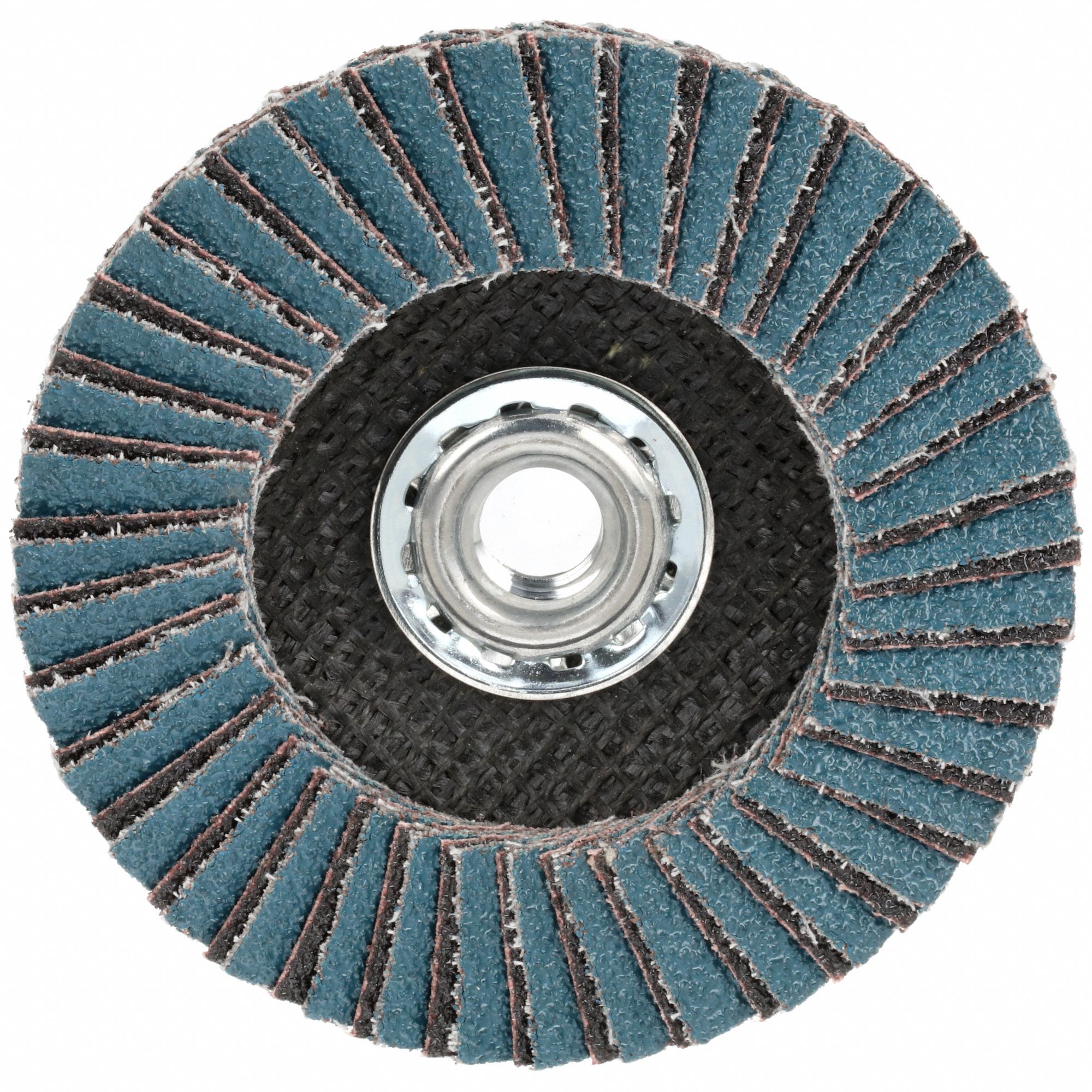 Flap Disc: Type 27, 4-1/2" x 5/8"-11, Zirconia Alumina, P40 Grit, Fiberglass Bk, High Density