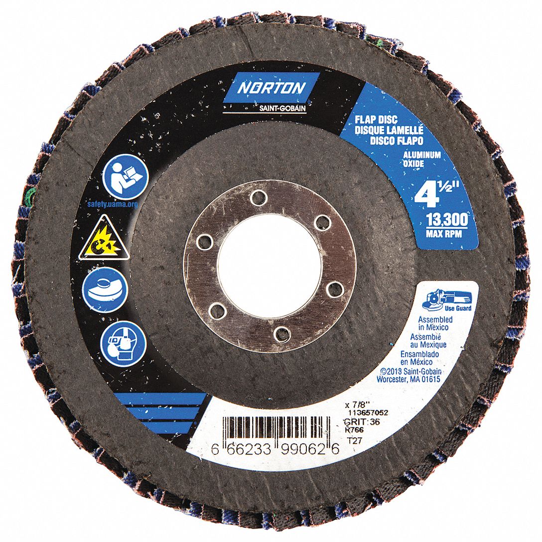 NORTON 66623399062 Flap Disc,4 1/2 In x 36 Grit,7/8 666233990626 eBay