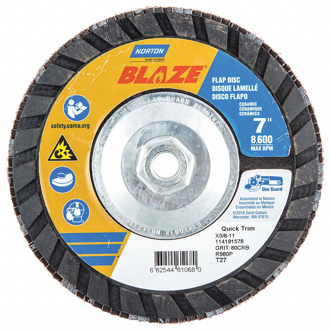 NORTON Flap Disc 5/8"11 Mounting Hole Size, 80 Abrasive Grit, Medium