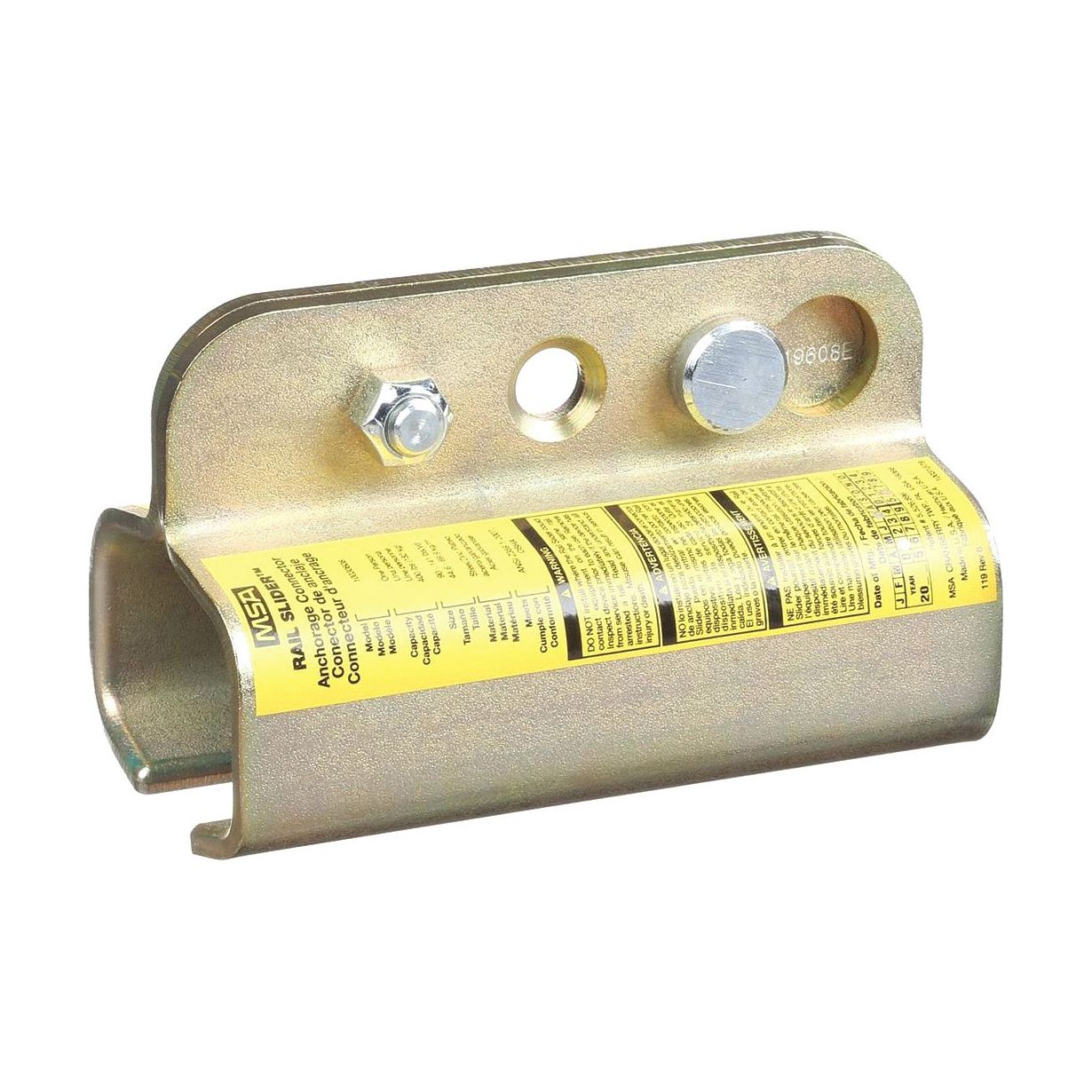 Rail Slider Anchor: Carabiner, Sliding Beam Clamp, 8 1/4 in Dp, 8 1/4 in Lg, Steel, Horizontal