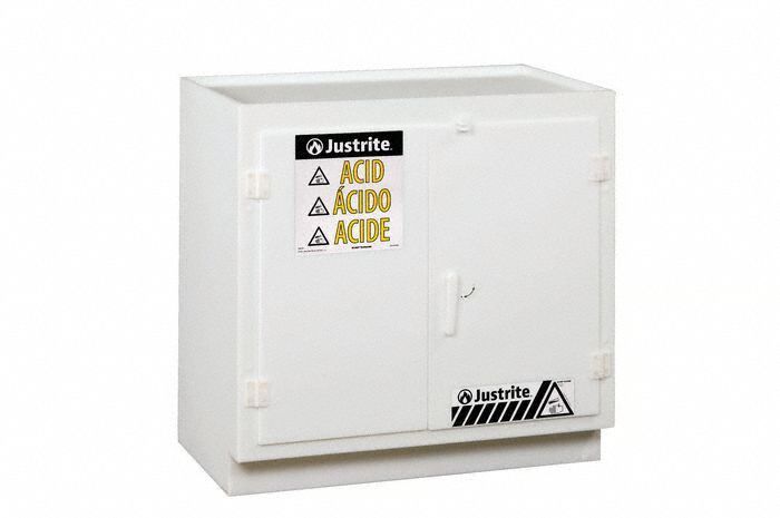 Corrosives Safety Storage Cabinet: Std, 23 gal, 36 in x 21 3/4 in x 36 3/4 in, White
