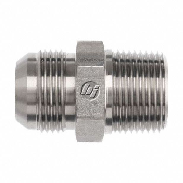 Stainless Hydraulic Adapter: 1-11-1/2/1-5/16"-12 Thread Size, 1 in x 1 in Fitting Size, Male x Male