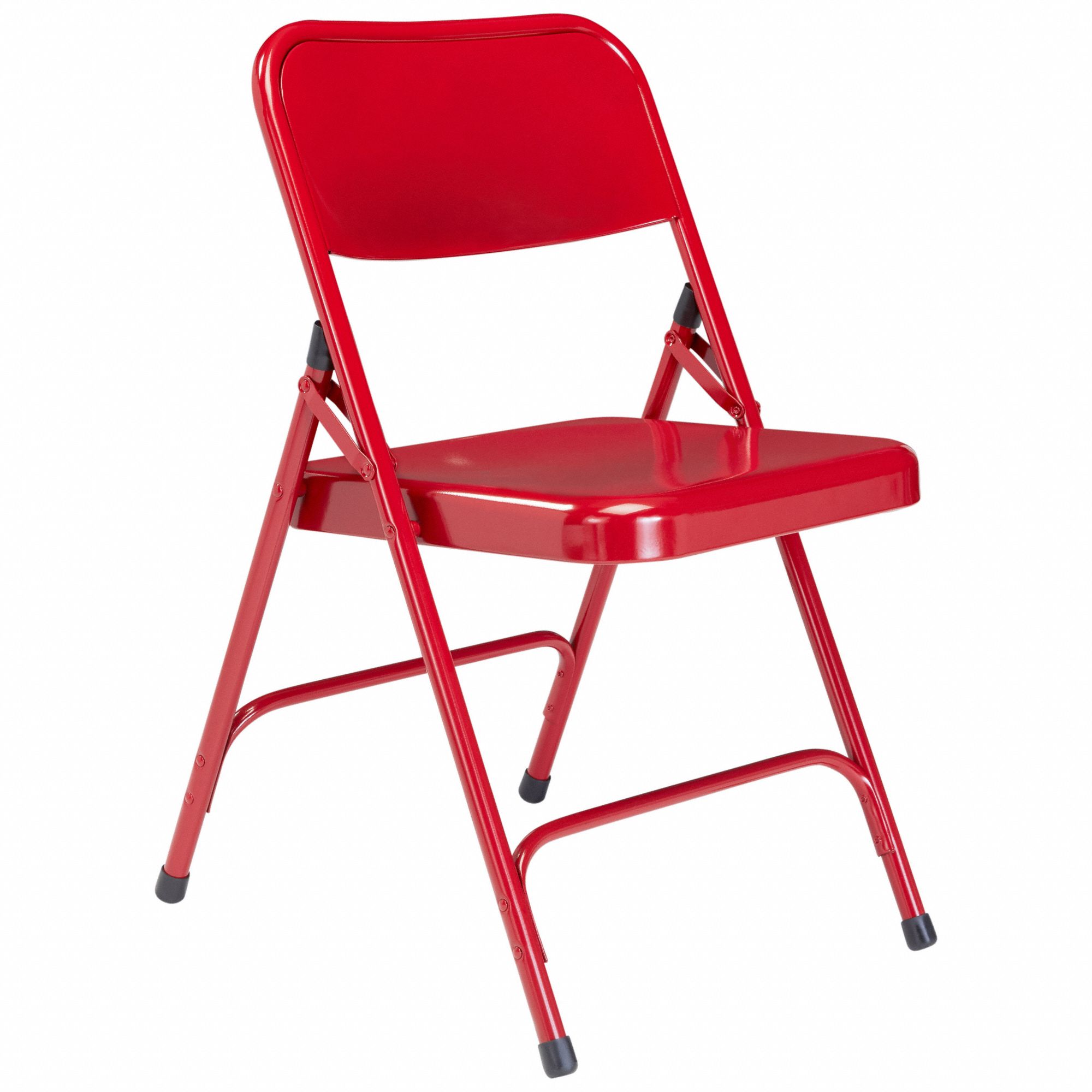Folding Chair: Steel Seat, Steel Frame, Red Seat, 500 lb Wt Capacity