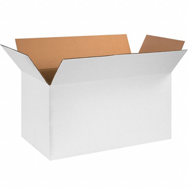 Shipping Box: 24 in Inside Lg, 12 in Inside Wd, 12 in Inside Ht, 32 ECT - Long/White, Single Wall
