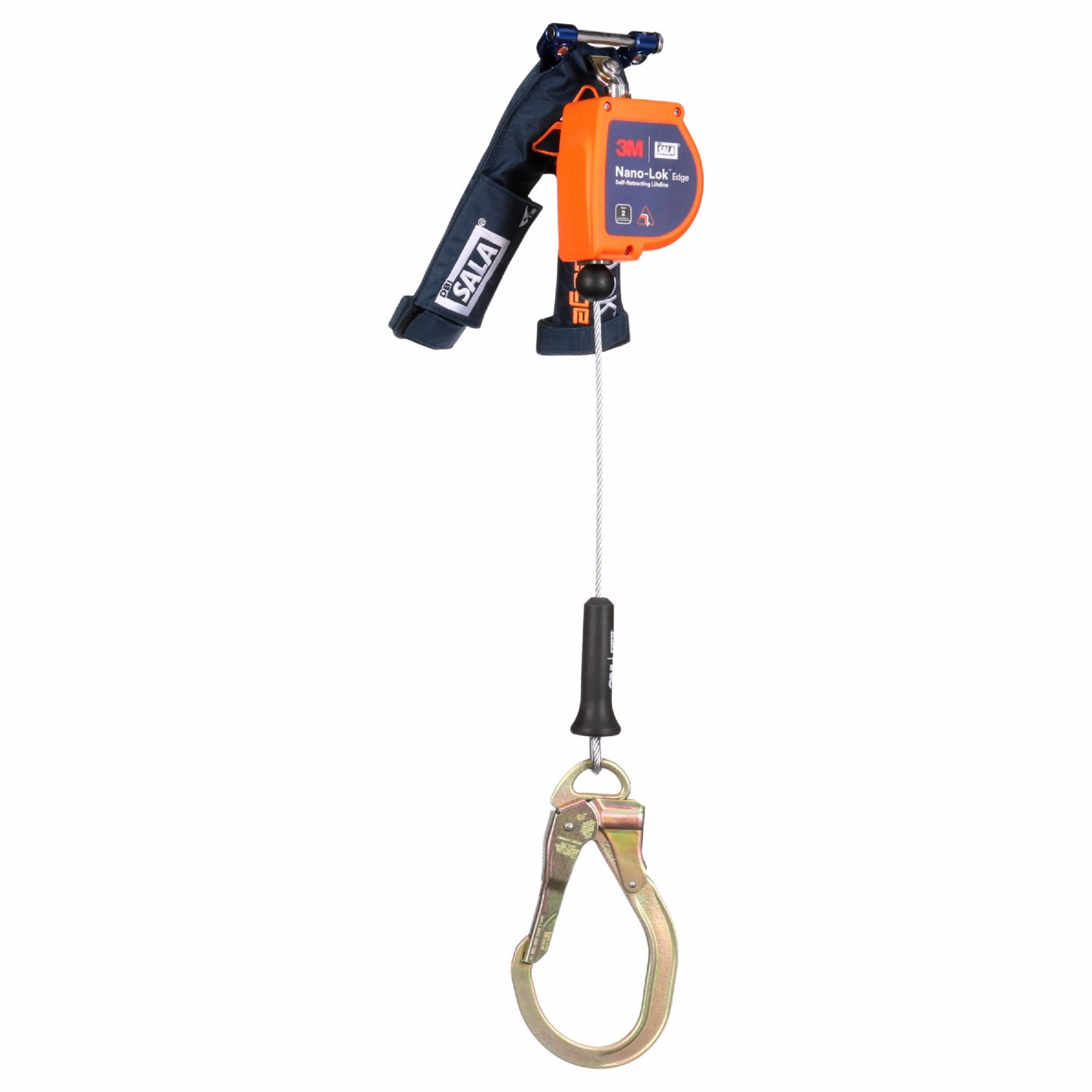 Self-Retracting Lifeline: Rebar Hook Anchor, Harness Steel Quick-Connect, 8 ft Line