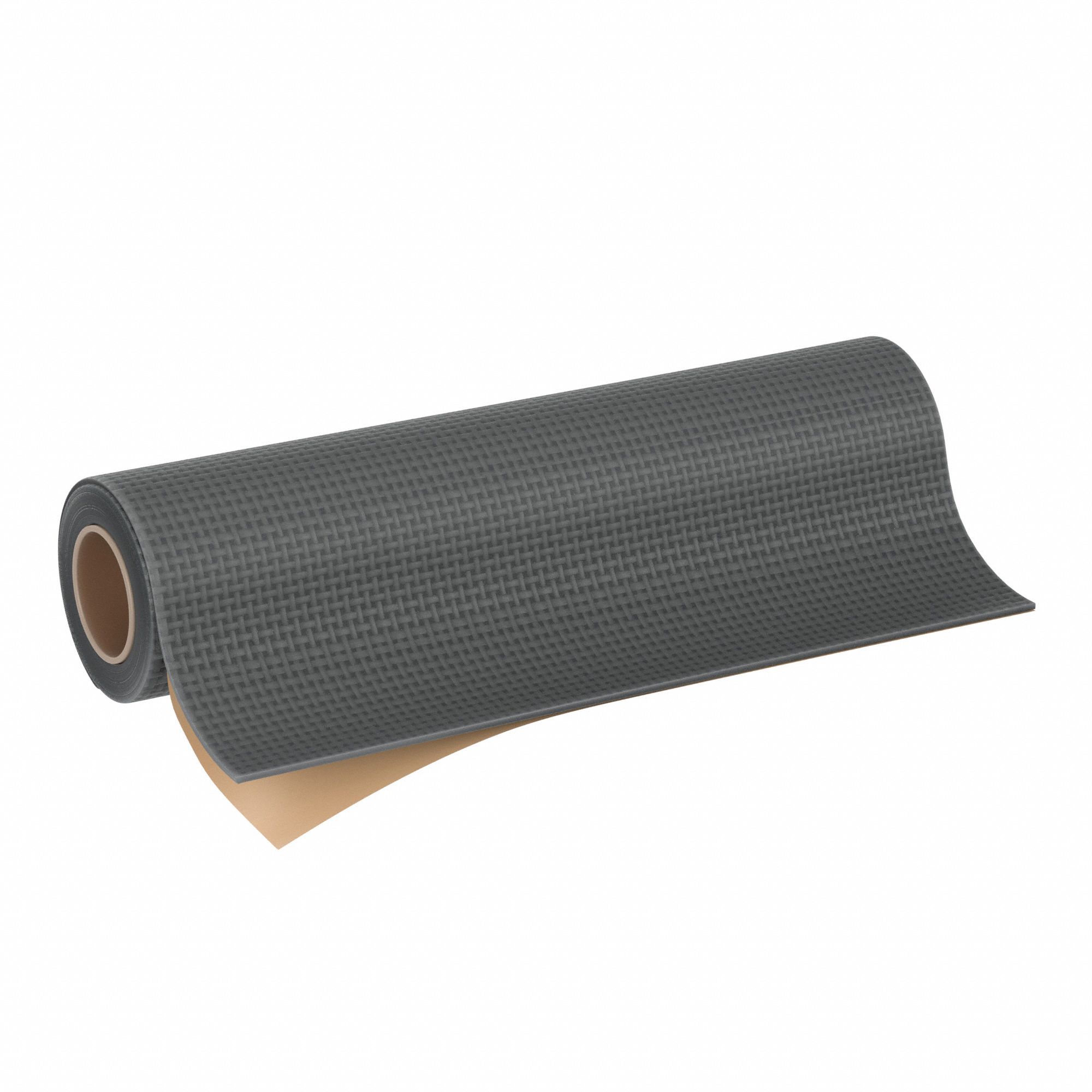 Rubber Roll: Neoprene, Fabric-Reinforced, 1/4 in Thick, 36 in x 10 ft, Black, 60 Shore A Durometer