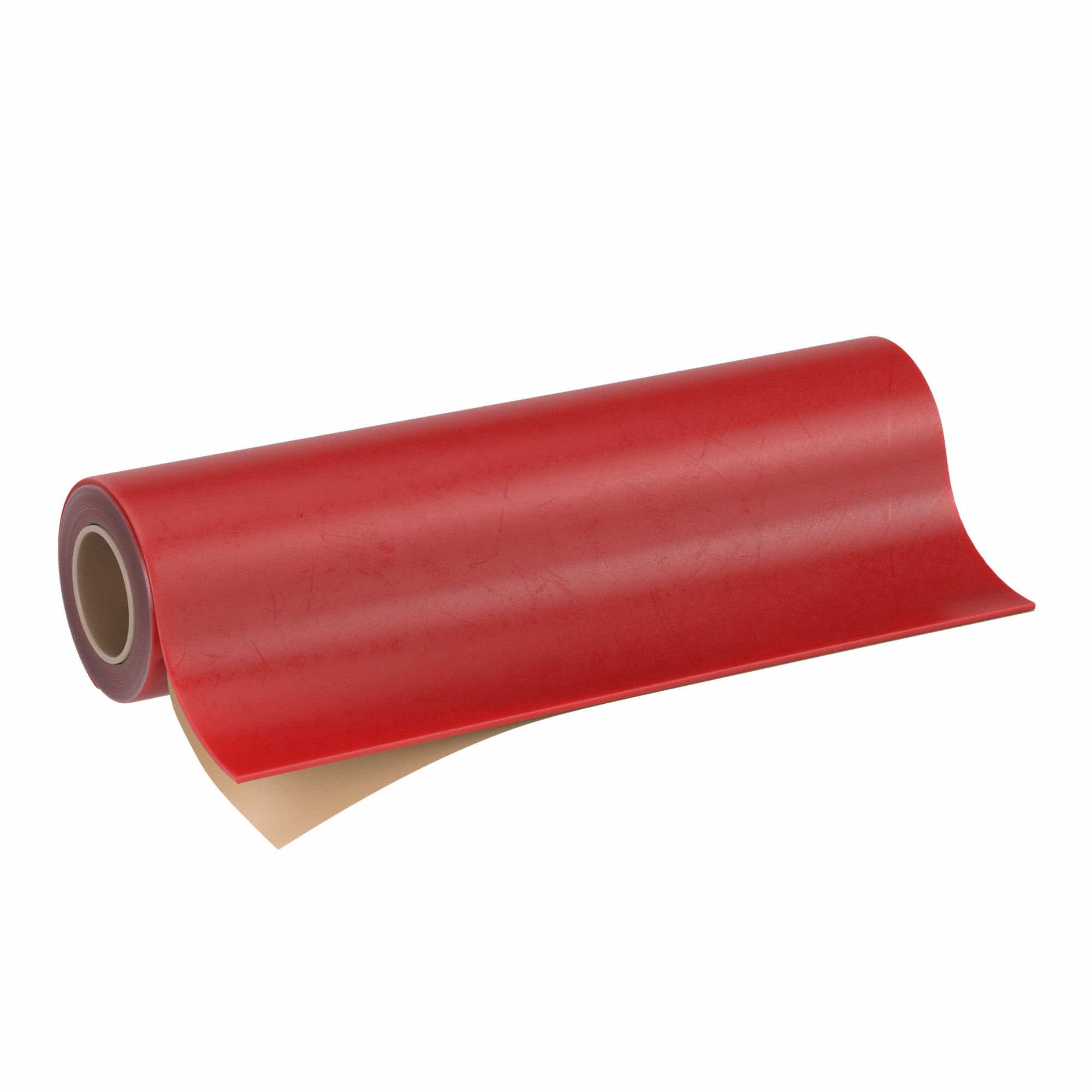 Rubber Roll: Silicone, Food Grade, 1/2 in Thick, 36 in x 10 ft, Red, 40 Shore A Durometer, Adhesive