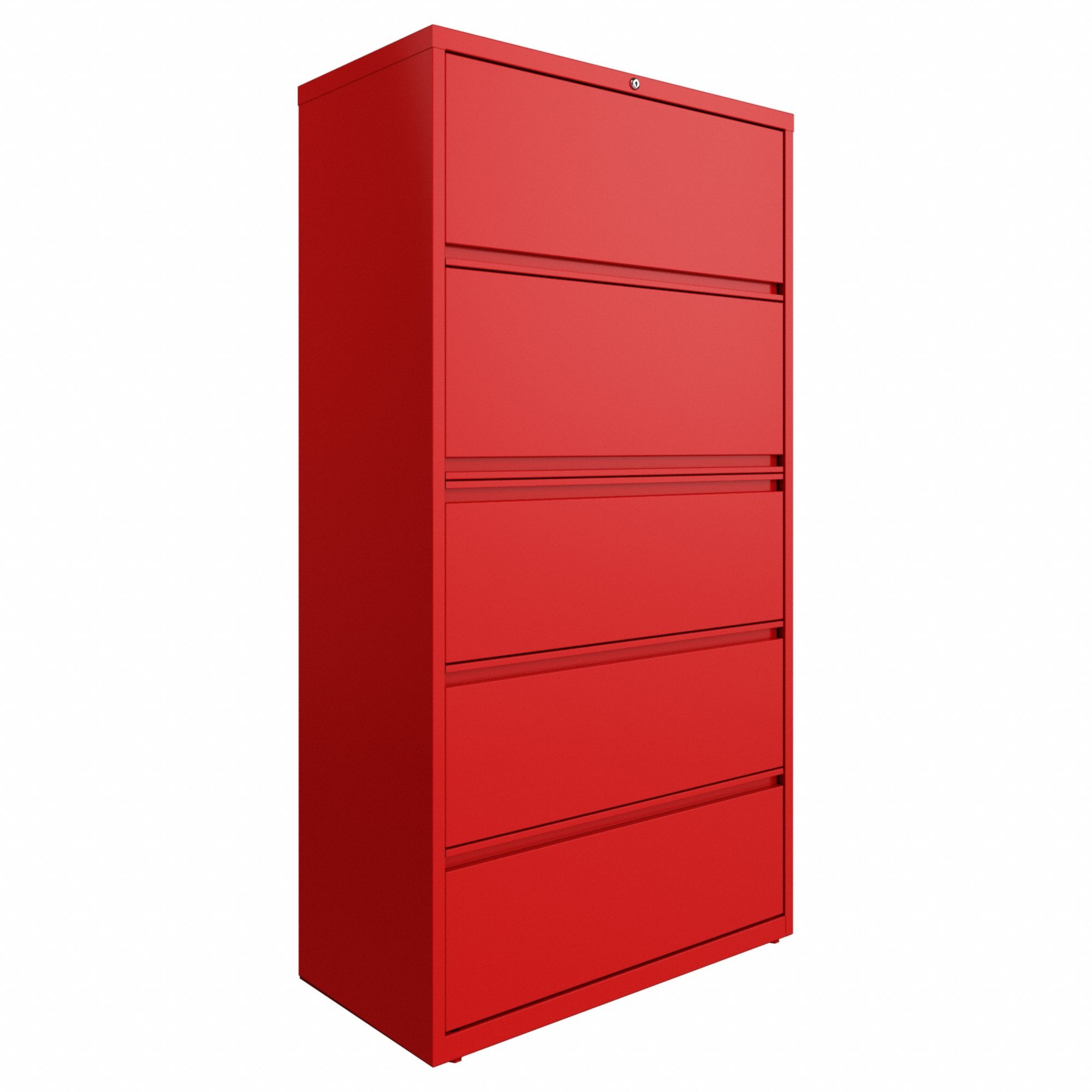 Lateral File Cabinet: Lava Red, 5 Drawers, 67 5/8 in Overall Ht, 18 5/8 in Overall Dp, Steel
