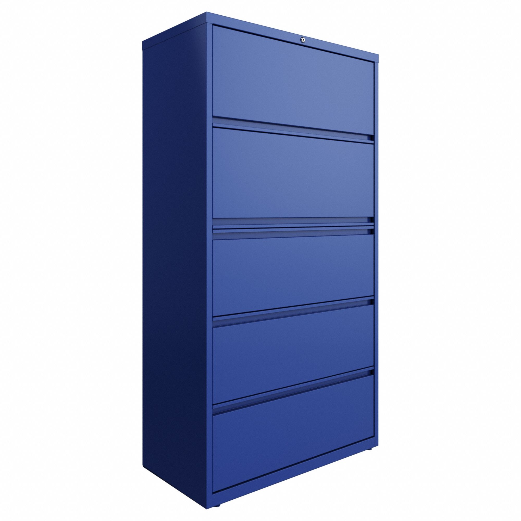 Lateral File Cabinet: Classic Blue, 5 Drawers, 67 5/8 in Overall Ht, 18 5/8 in Overall Dp