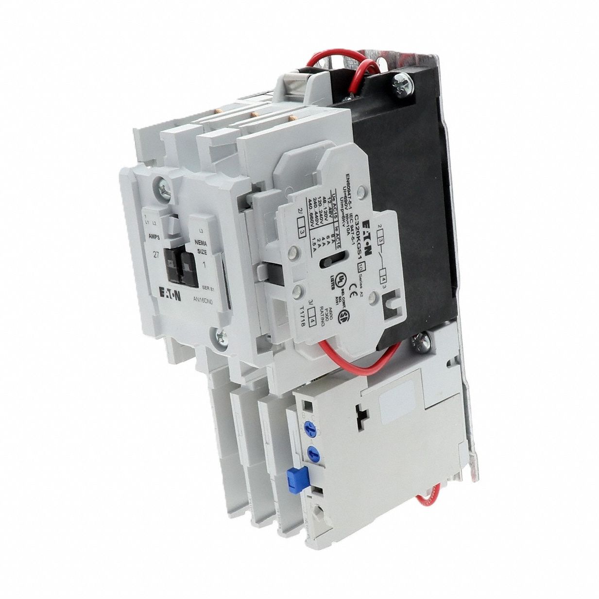 IEC Magnetic Motor Starter: Non-Reversing, 3 Poles, NEMA Size 1, 27 A