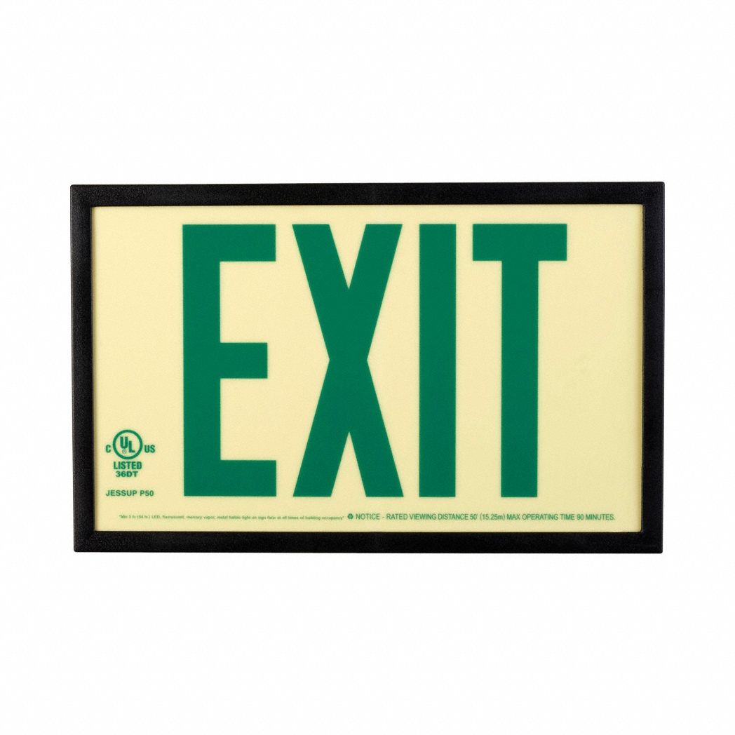 Glo Exit Sign W Frame 7.5X13 1Side Gn/Wt