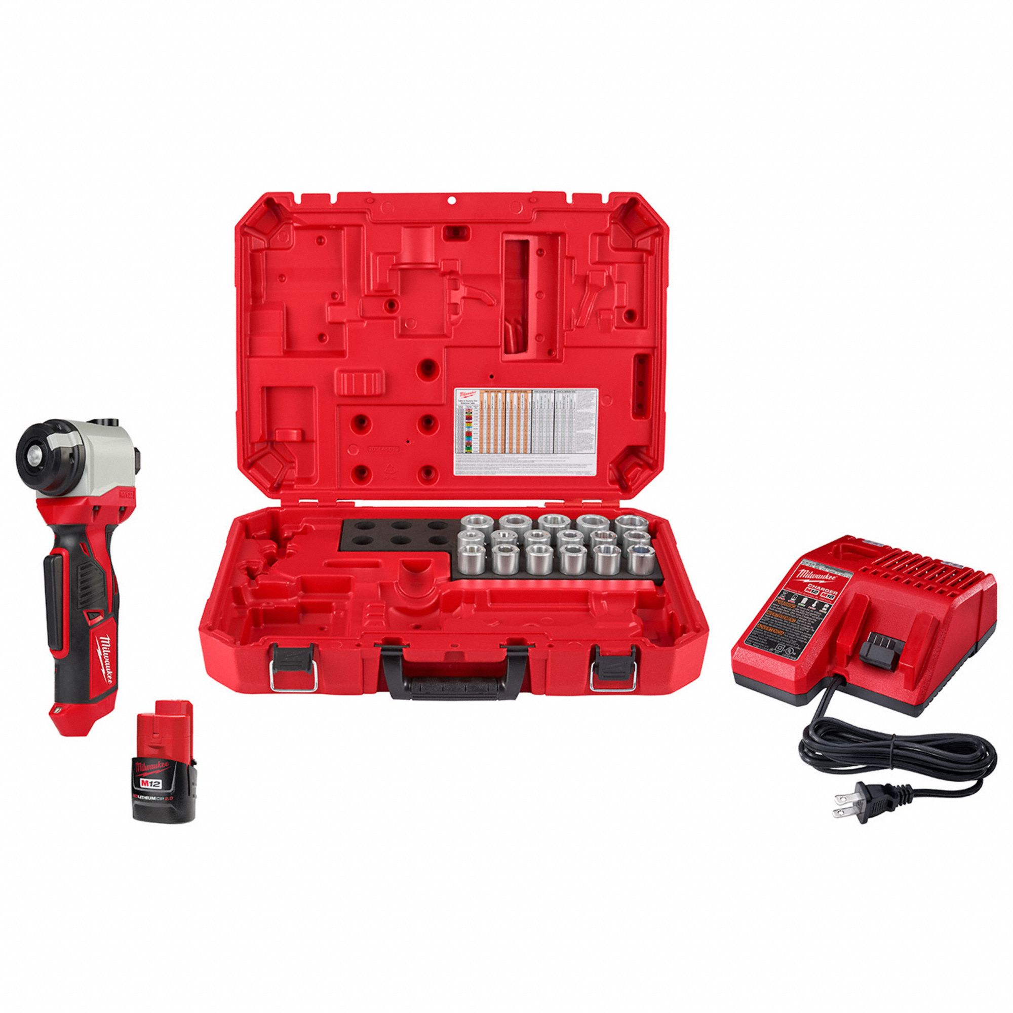 Cable Stripper Kit: M12, For Copper, 17 Bushings, 750 kcmil Max