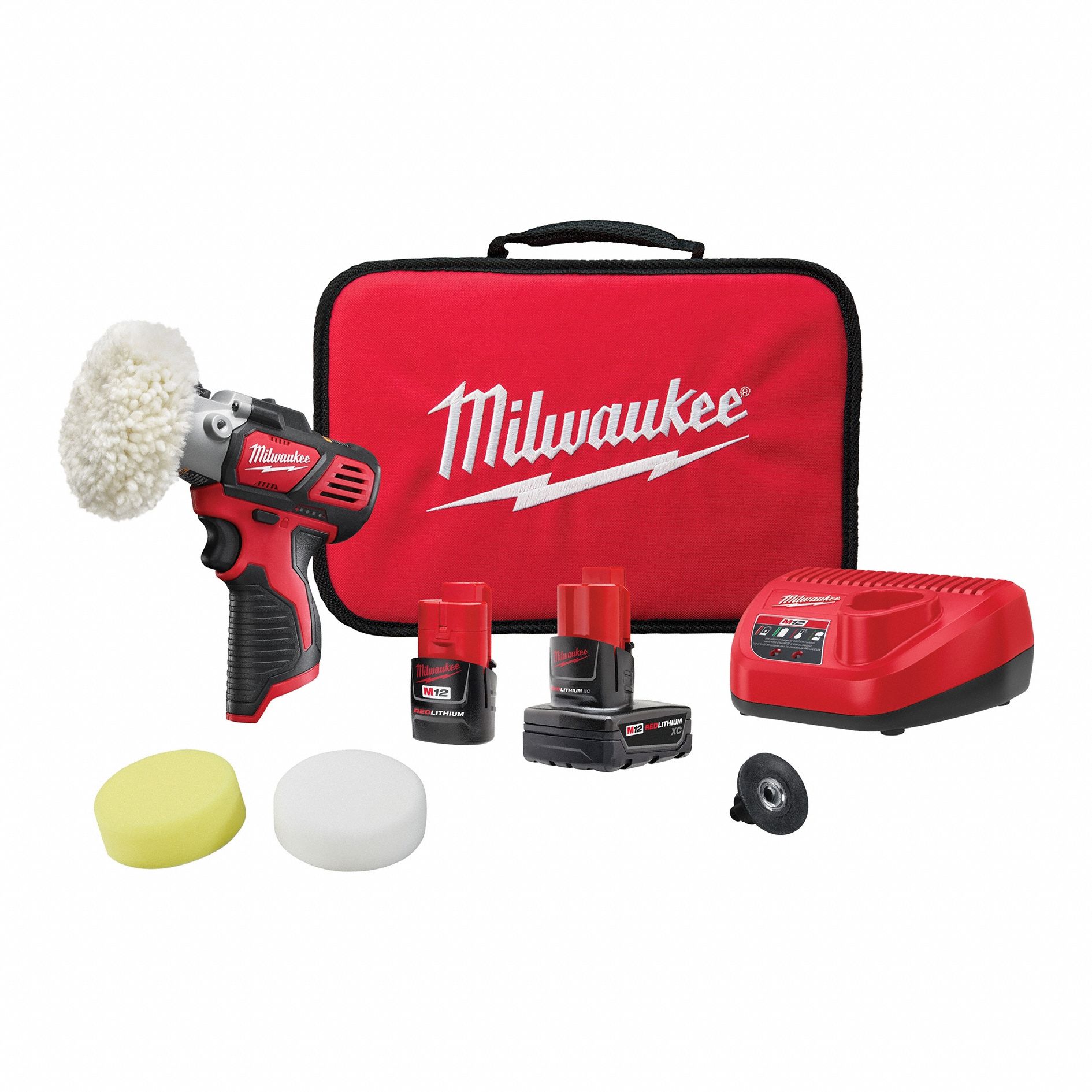 Cordless Polisher Kit: M12, Battery Included, 2 in_3 in Backing Pad, Rotary, Pistol Grip
