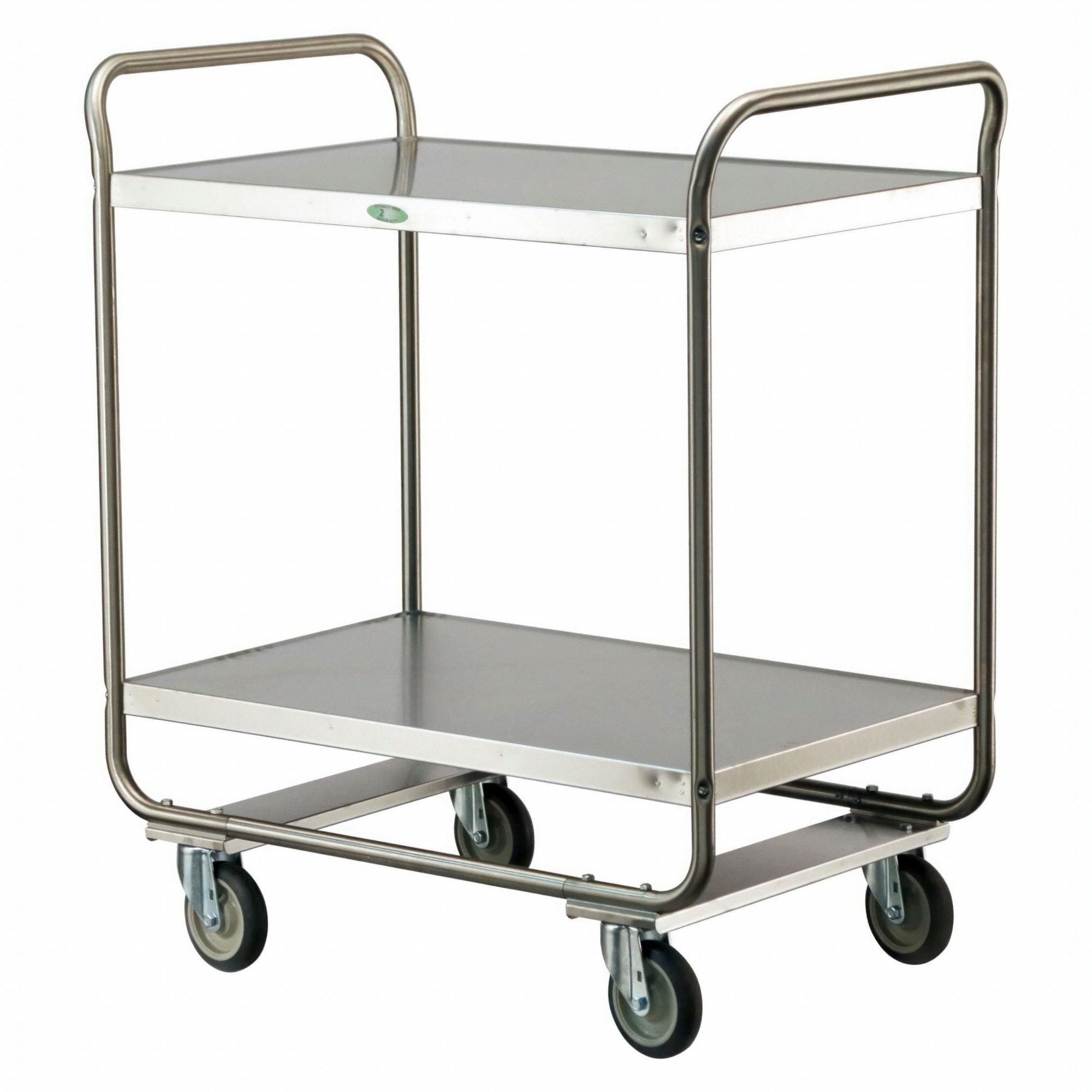 Tubular Utility Cart: 500 lb Max Load Capacity, 2 Shelves, 40 5/8 in Overall Ht