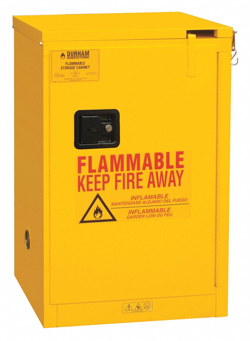 FLAMMABLES SAFETY CABINET, BENCHTOP, 12 GALLON, 23 X 18 X 36½ IN, YELLOW