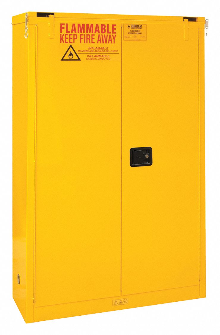 FLAMMABLES SAFETY CABINET, STANDARD, 45 GALLON, 43 X 18 X 66½ IN, YELLOW, DOUBLE