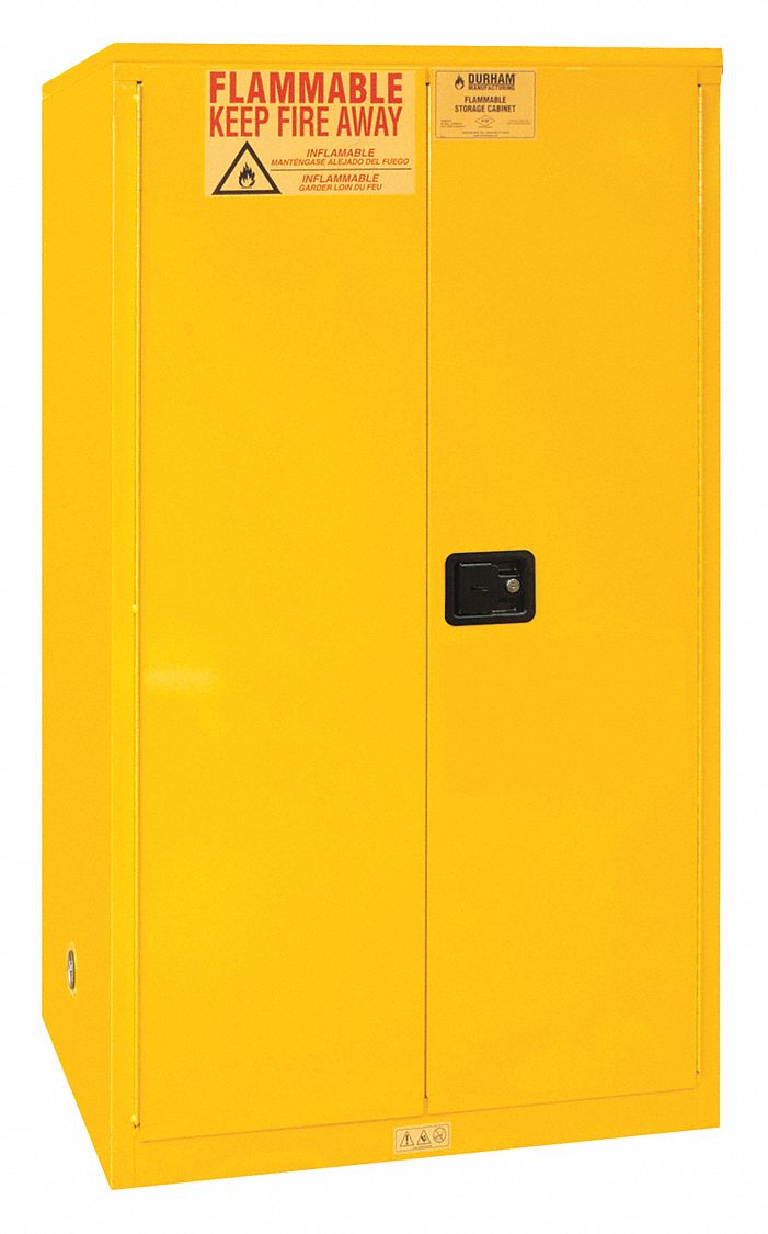 FLAMMABLES SAFETY CABINET, STANDARD, 60 GALLON, 34 X 34 X 65 IN, YELLOW, MANUAL CLOSE