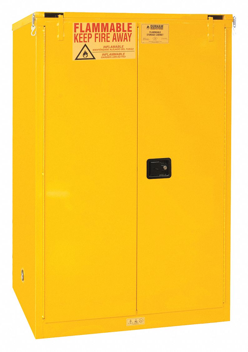 FLAMMABLES SAFETY CABINET, STANDARD, 90 GALLON, 43 X 34 X 66½ IN, YELLOW, DOUBLE