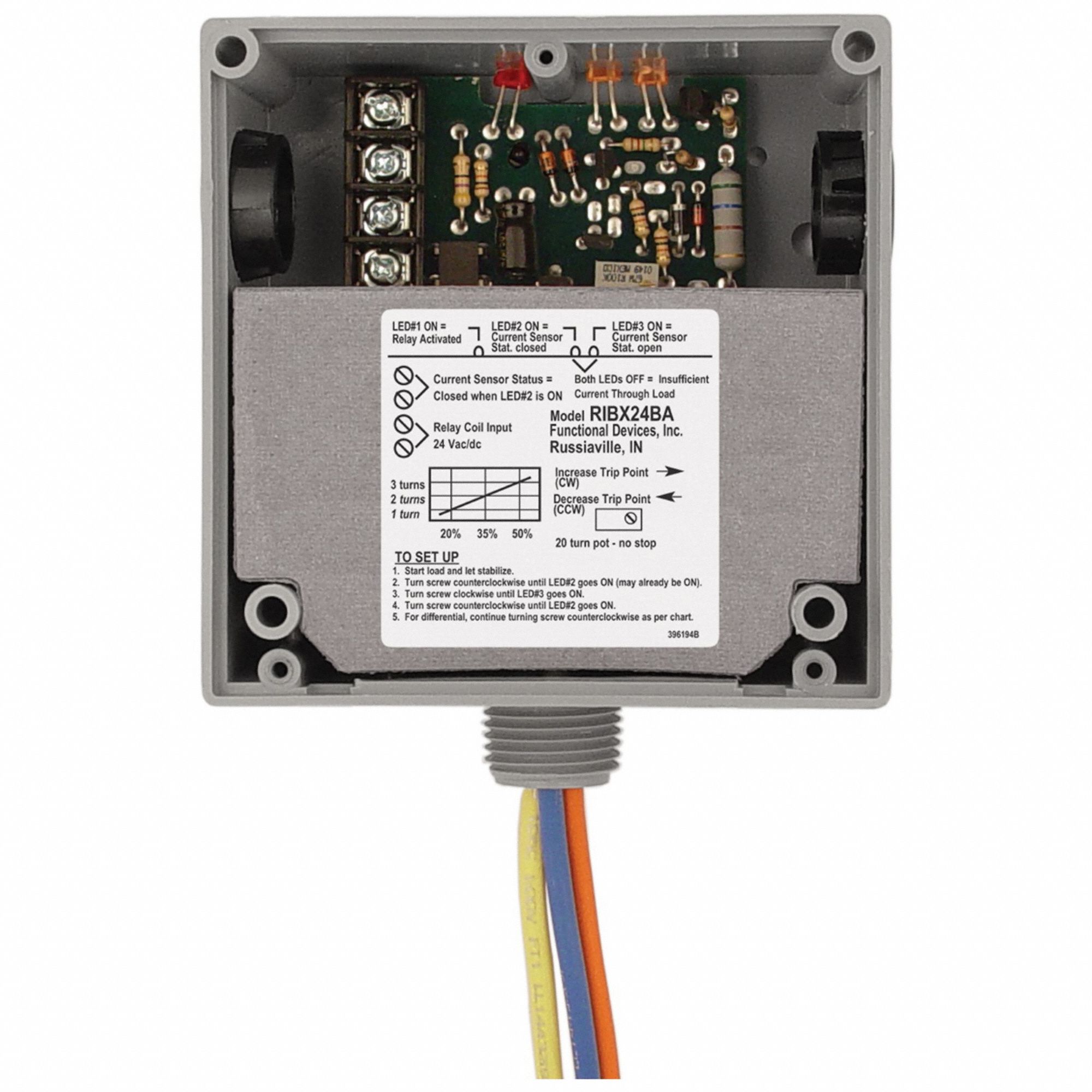 Enclsd 20A Rly/Adjustable Current Switch