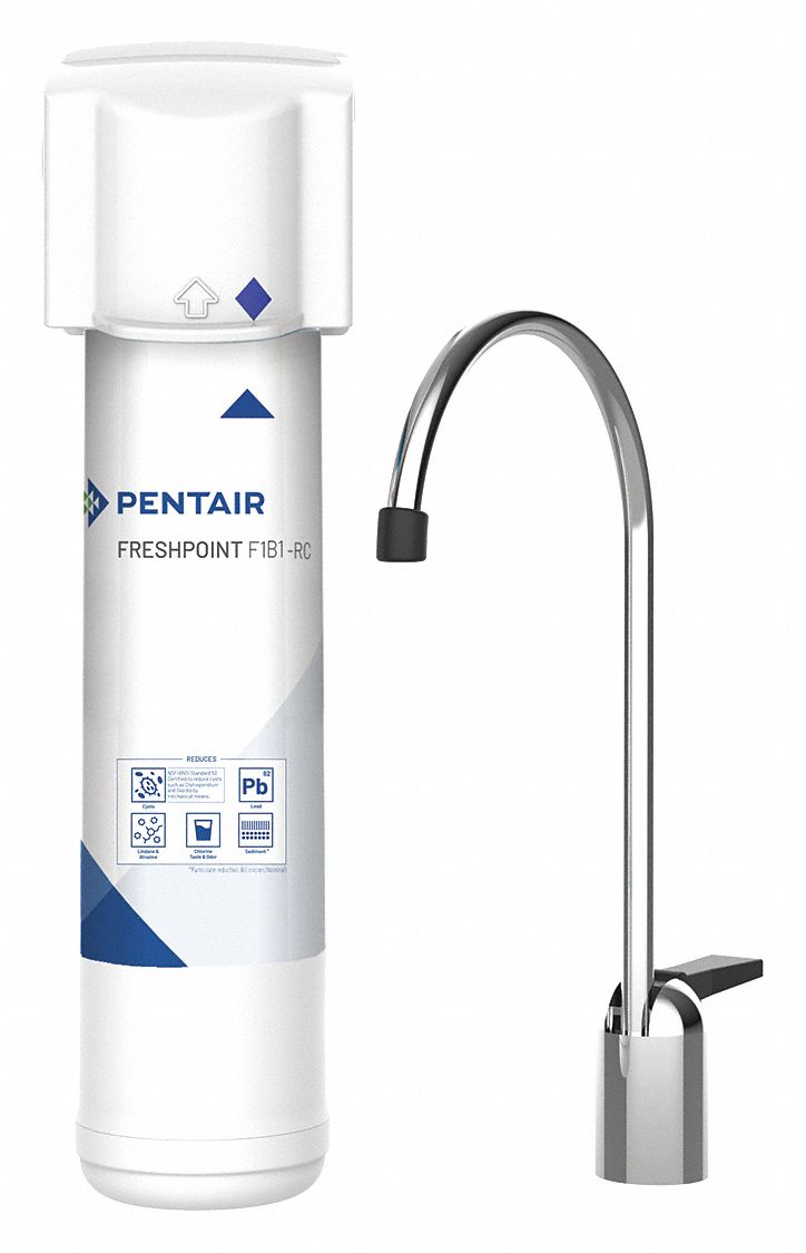 Water Filter System: 0.5 micron, 0.6 gpm, 750 gal, 12 1/4 in Ht