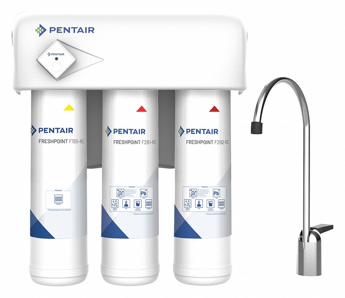 Water Filter System: 0.5 micron, 0.6 gpm, 675 gal, 12 1/2 in Ht