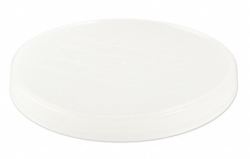Cap: 148 mm Dia, White, Polyethylene, Unlined, 148-237 mm Screw Closure Size, Wide Mouth Size