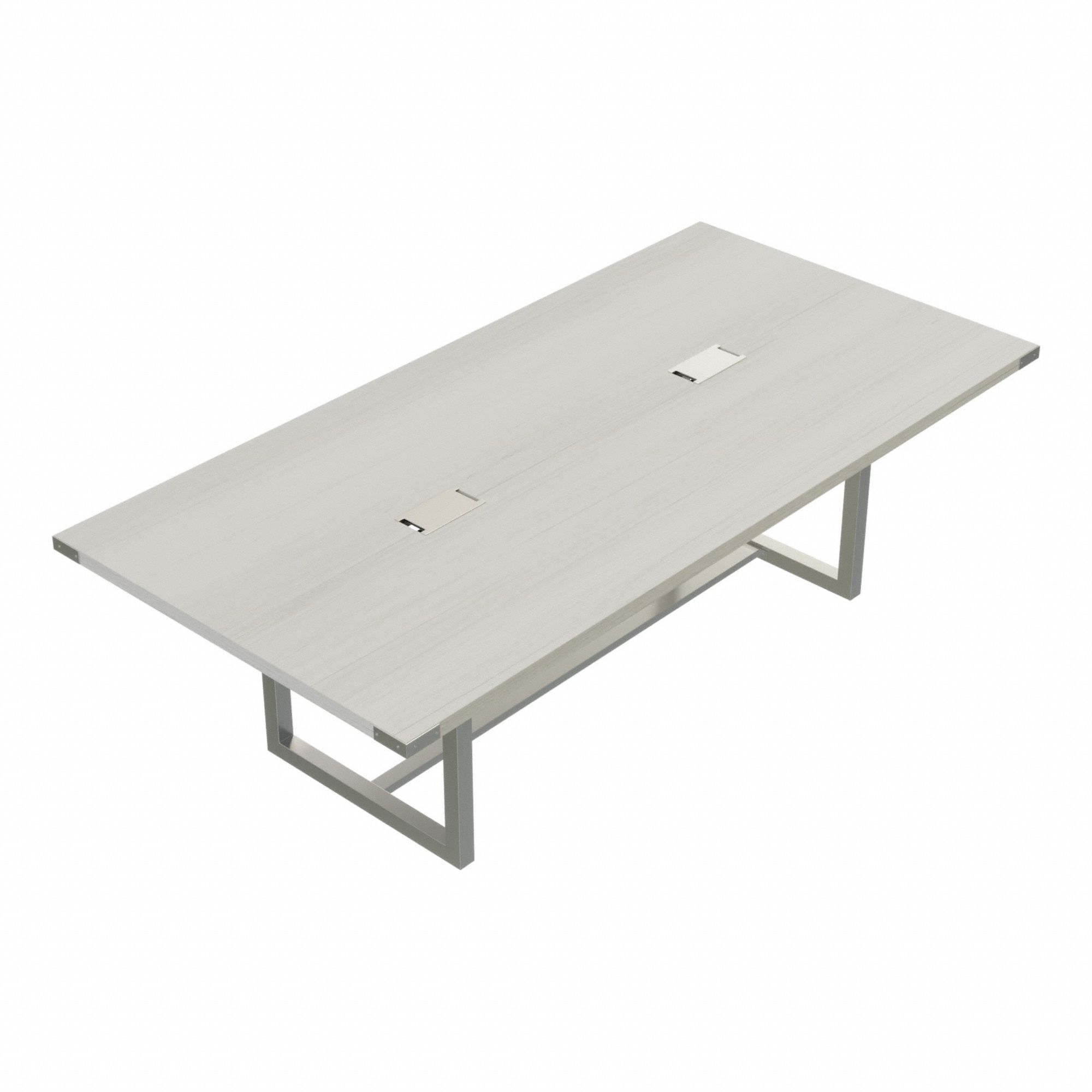 Conference Table: Rectangle, Fiberboard, White Ash, 47 1/4 in Overall Lg, 96 in Overall Wd