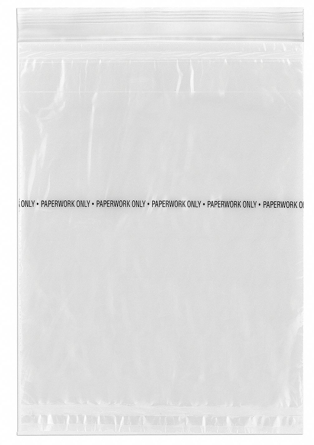 Specimen Transfer Bag: LDPE, Paperwork Only, 1.75 mil Thick, Clear, 9 in Overall Ht, 49-96, 1, 000 PK