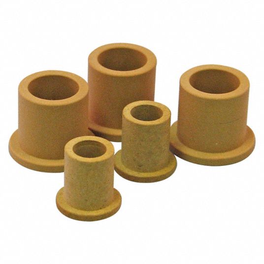 BUNTING BEARINGS, PTFE, 3/8 in Bore, Flanged Sleeve Bearing 246P09