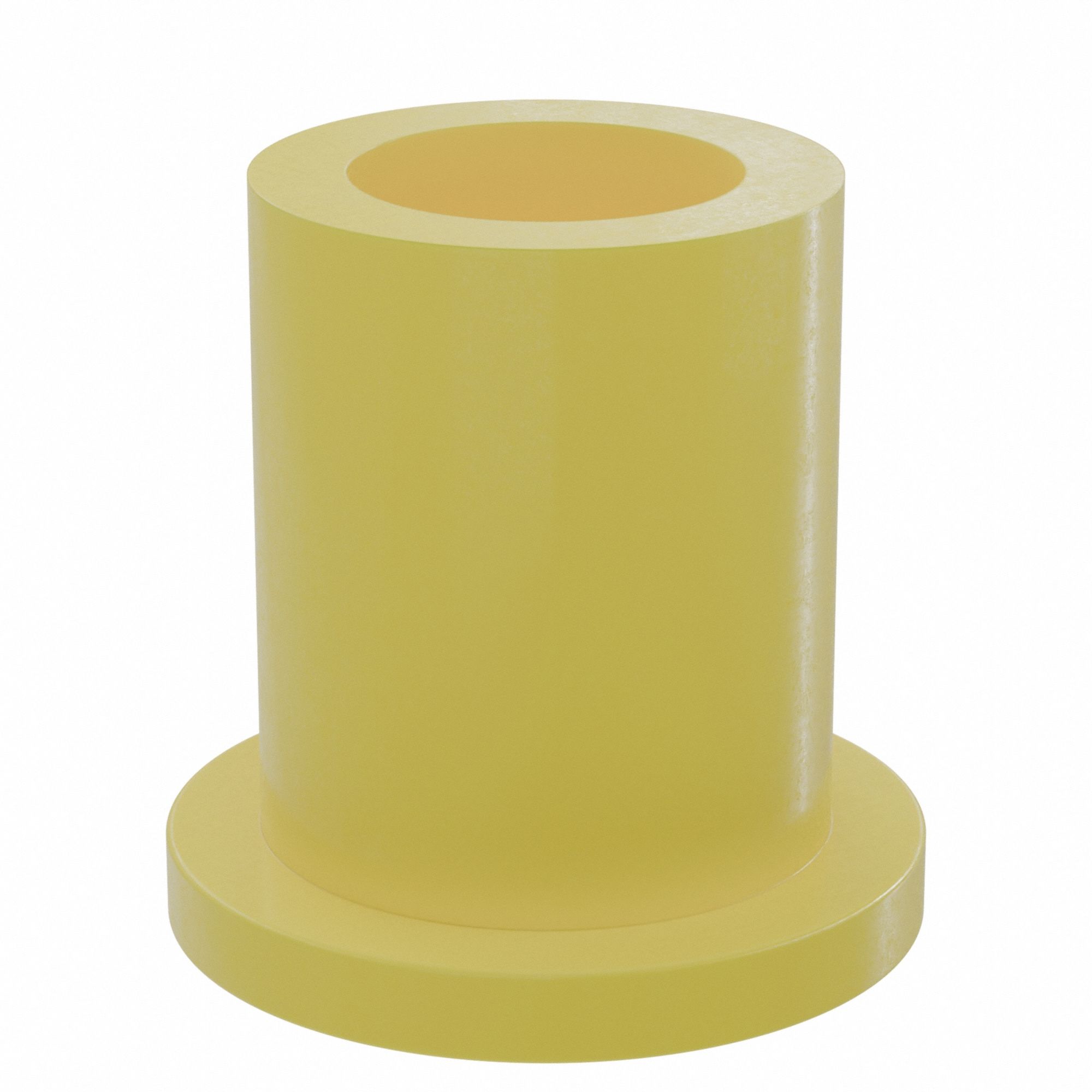 Flanged Sleeve Bearing: PTFE, 1/2 in Bore, 3/4 in OD, 1 in Overall Lg, Yellow
