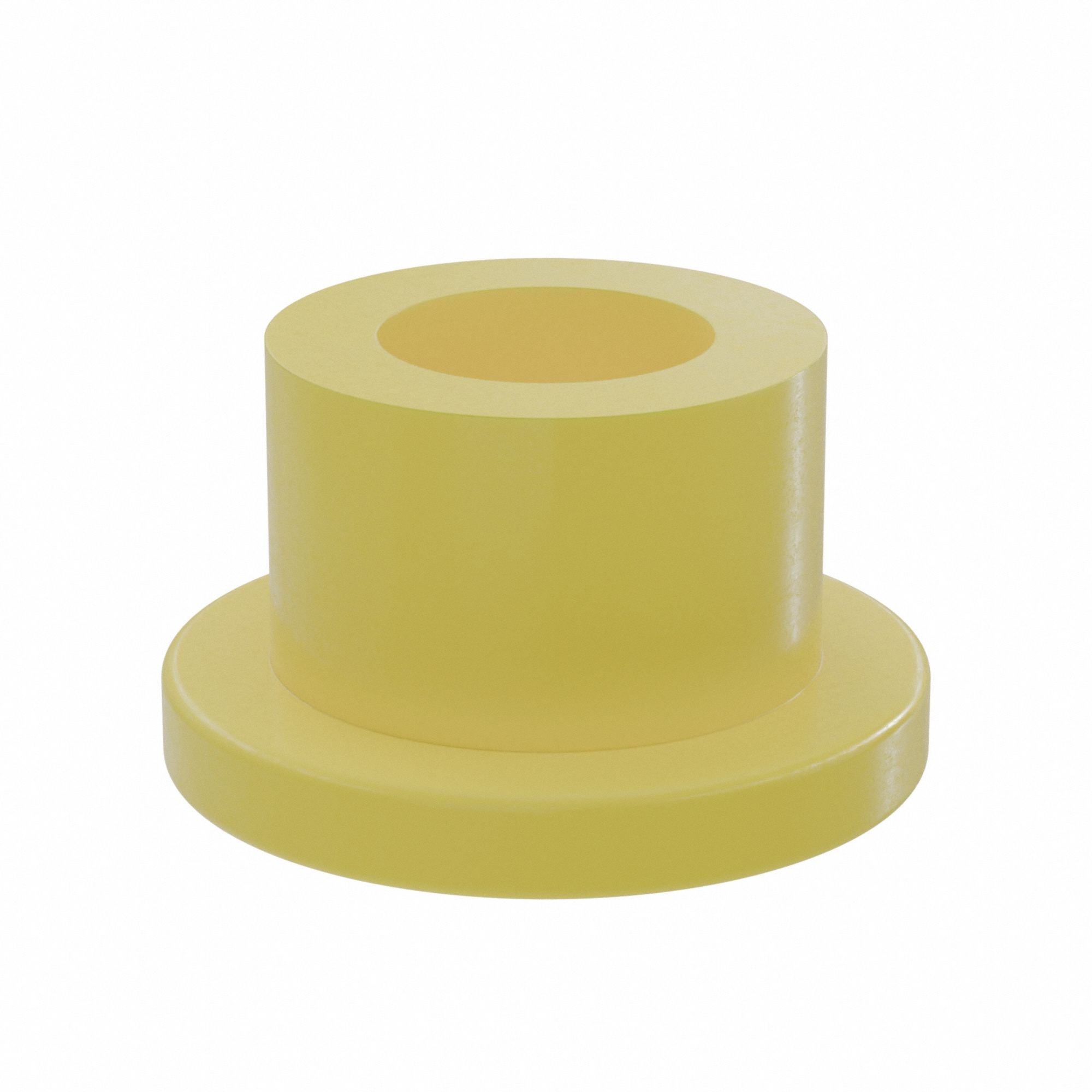 Flanged Sleeve Bearing: PTFE, 3/16 in Bore, 5/16 in OD, 1/4 in Overall Lg, Yellow