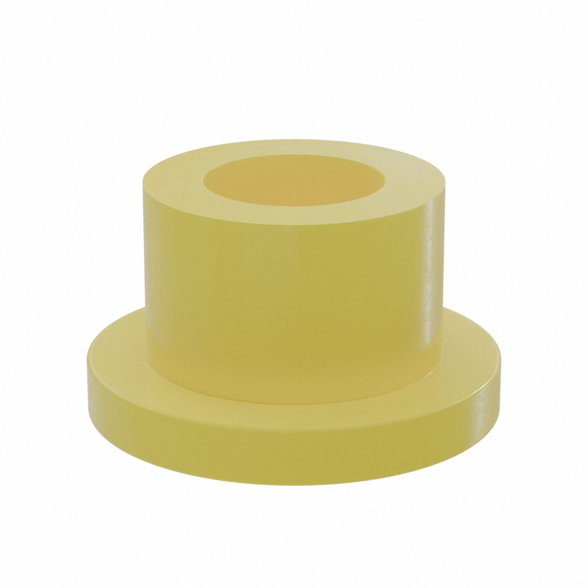 Flanged Sleeve Bearing: PTFE, 3/8 in Bore, 5/8 in OD, 1/2 in Overall Lg, Yellow