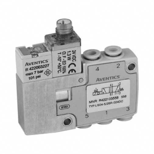 Solenoid Air Control Valve: Five-Way / Two-Position, Female 4 mm Push-On, 4 mm Push-On