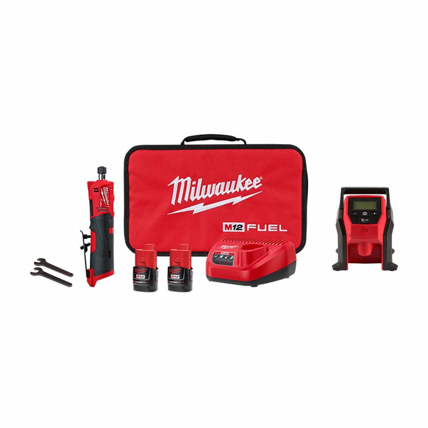 Tool Combination Kit: 2 Tools, Die Grinder/Inflator, 12 V DC Volt, Battery Included, M12™